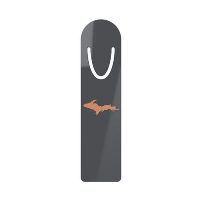 Michigan Upper Peninsula Metal Bookmark (w/ Copper UP Outline) | Iron Ore Grey