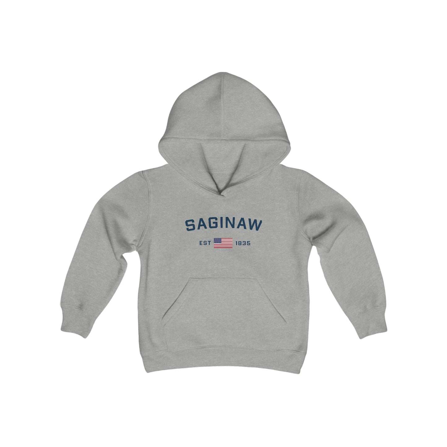 'Saginaw EST 1835' Hoodie (w/USA Flag Outline)| Unisex Youth