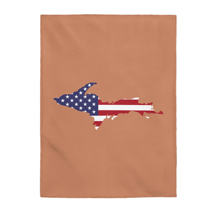 Michigan Upper Peninsula Plush Blanket (w/ UP USA Flag Outline) | Copper Color