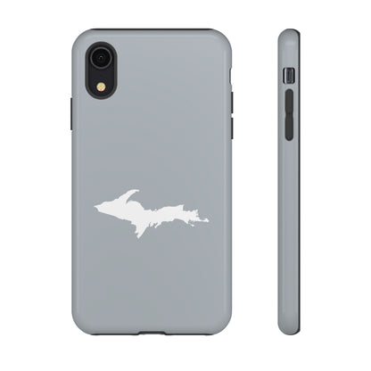 Michigan Upper Peninsula Tough Phone Case (Silver w/ UP Outline) | Apple iPhone