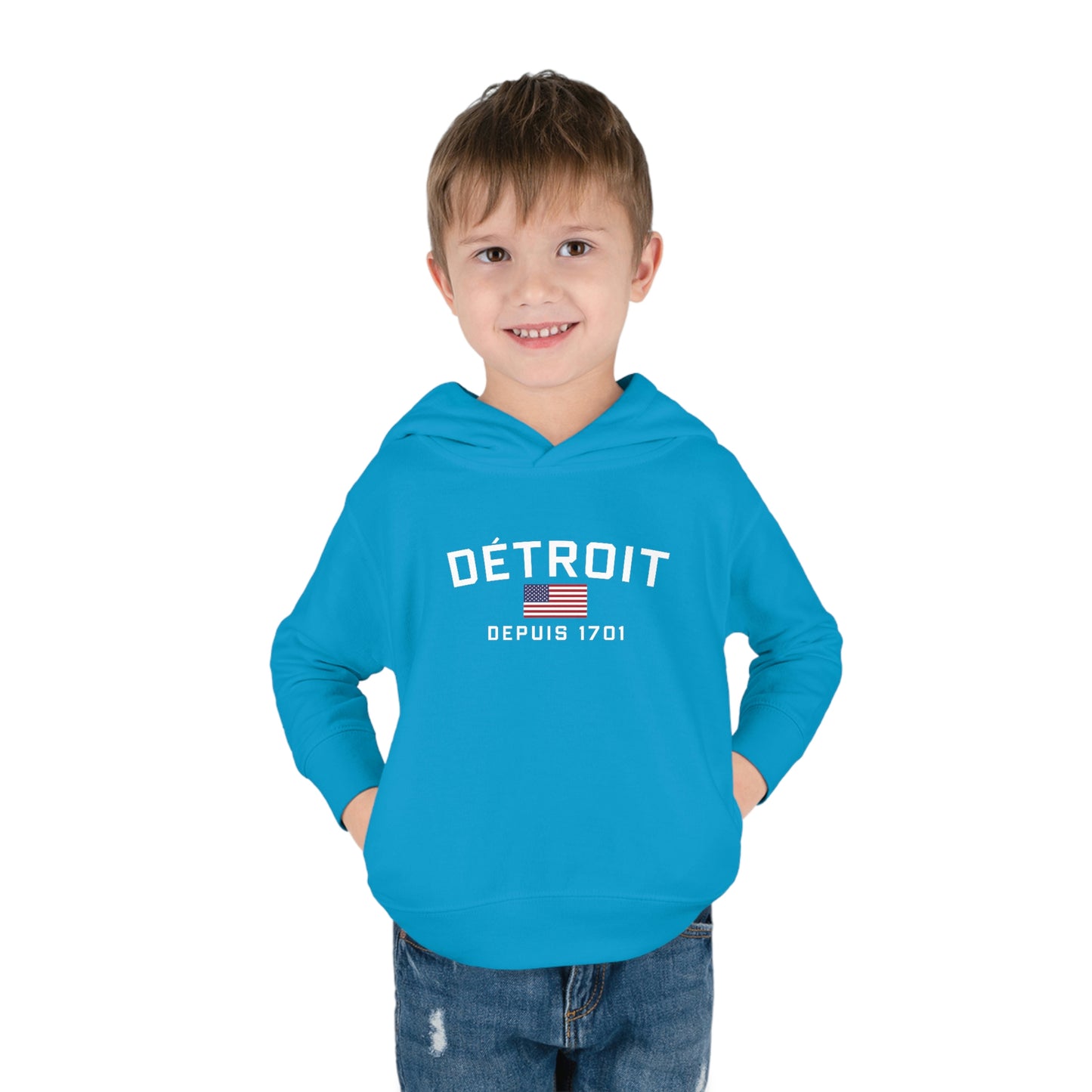 'Détroit Depuis 1701' Hoodie (w/USA Flag Outline) | Unisex Toddler