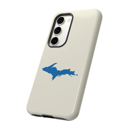 Michigan Upper Peninsula Tough Phone Case (Ivory Color w/ Azure UP Outline) | Samsung & Pixel Android