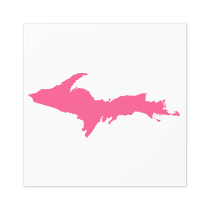 Michigan Upper Peninsula Square Sticker (w/ Pink UP Outline) | Indoor/Outdoor