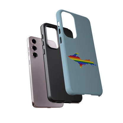 Michigan Upper Peninsula Tough Phone Case (Opal Blue w/ UP Pride Flag Outline) | Samsung & Pixel Android