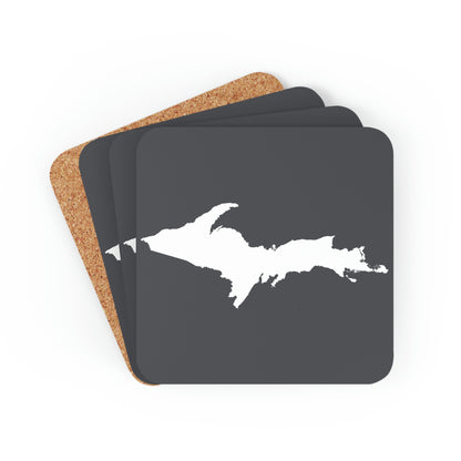 Michigan Upper Peninsula Coaster Set (Iron ore Grey w/ UP Outline) | Corkwood - 4 pack