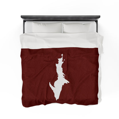 Michigan Upper Peninsula Plush Blanket (w/ UP Outline) | Traverse Cherry Red