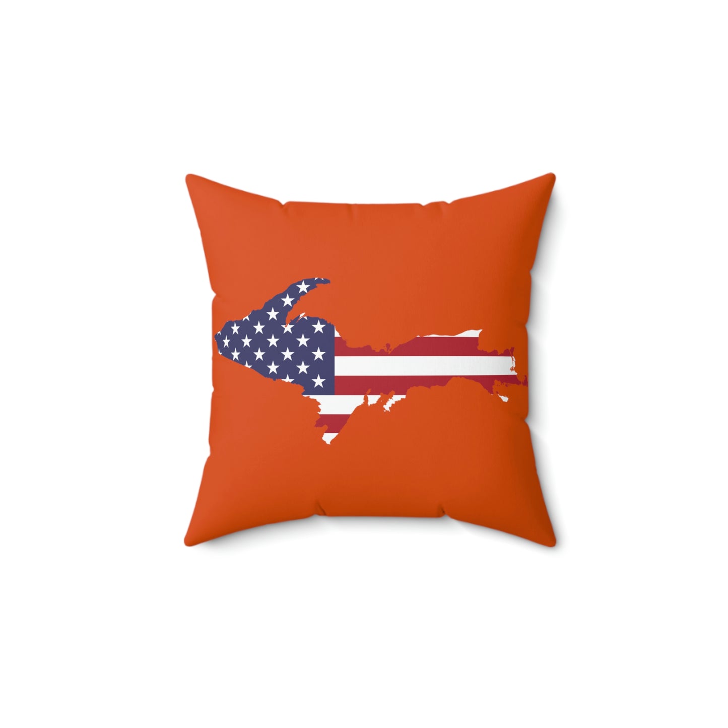 Michigan Upper Peninsula Accent Pillow (w/ UP USA Flag Outline) | Maple Leaf Orange