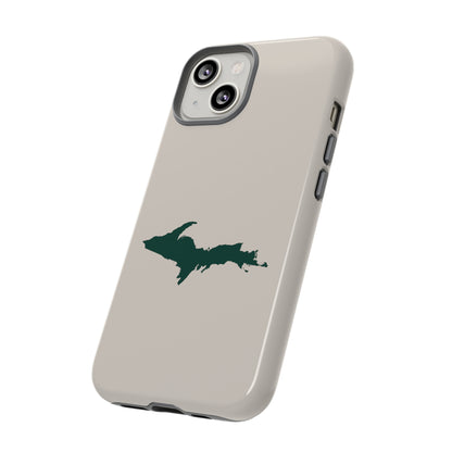 Michigan Upper Peninsula Tough Phone Case (Canvas Color w/ Green UP Outline) | Apple iPhone