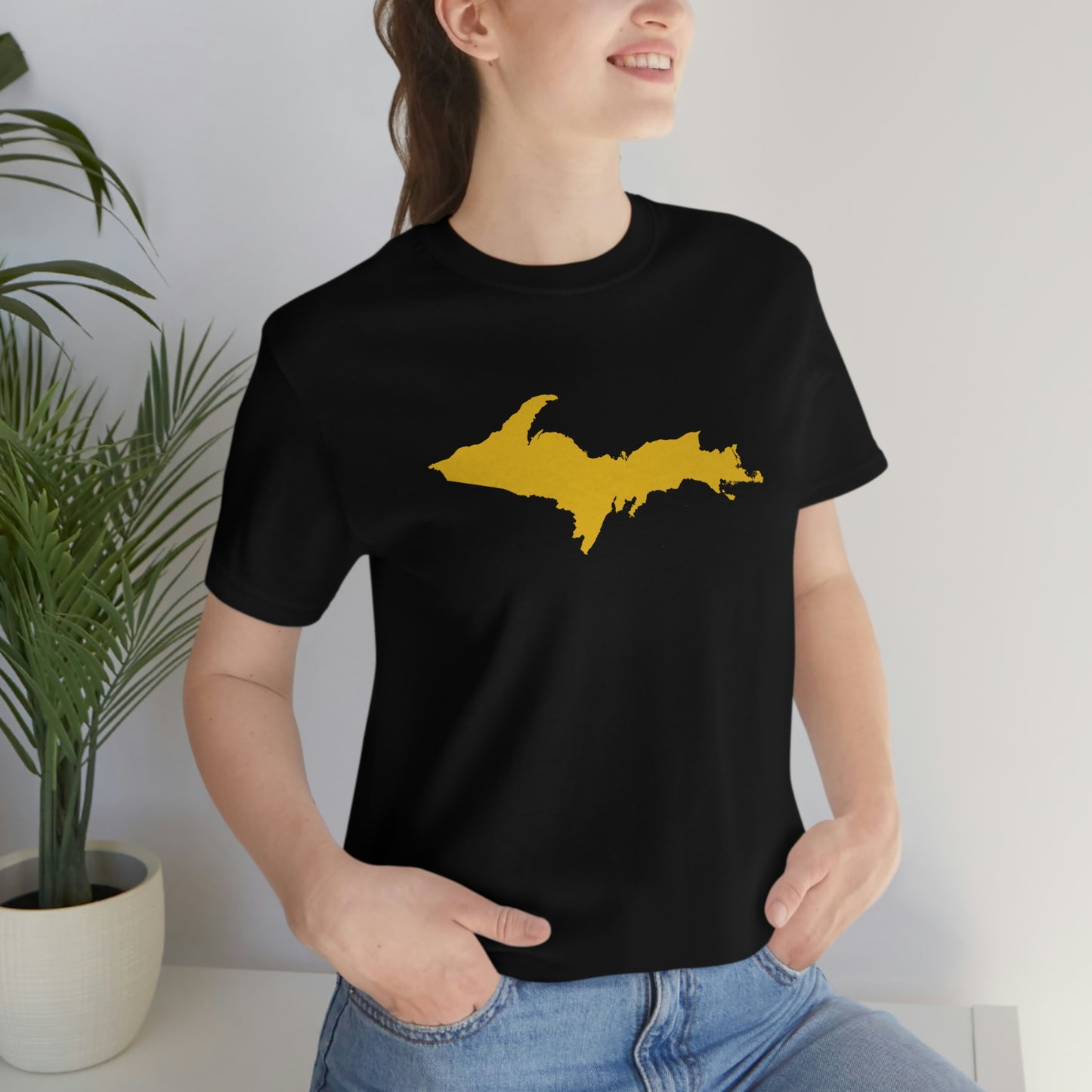 Michigan Upper Peninsula T-Shirt (w/ Gold UP Outline) | Unisex Standard Fit