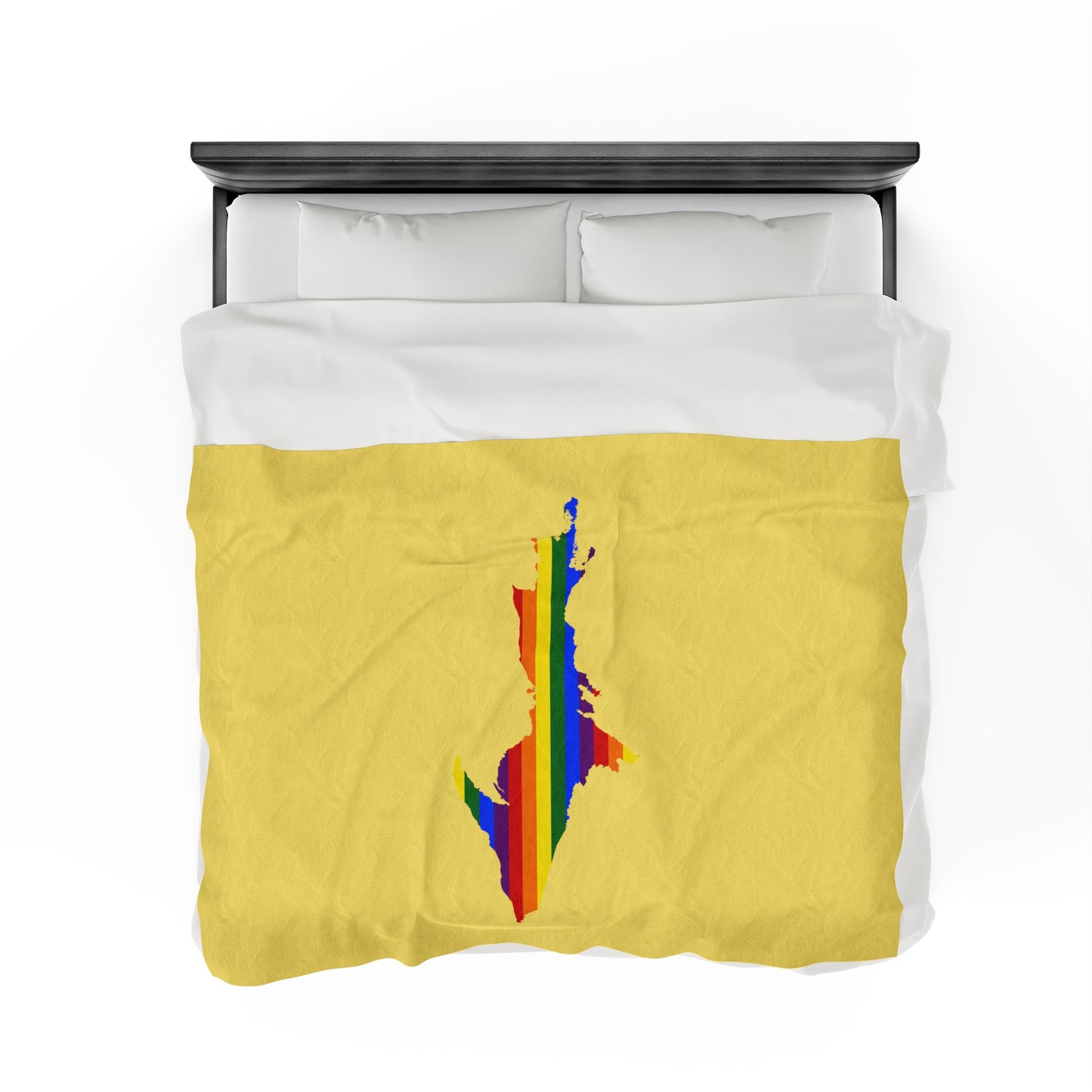 Michigan Upper Peninsula Plush Blanket (w/ UP Pride Flag Outline) | Yellow Cherry