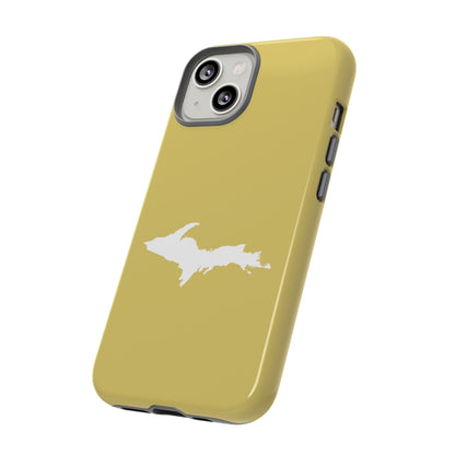 Michigan Upper Peninsula Tough Phone Case (Plum Yellow w/ UP Outline) | Apple iPhone