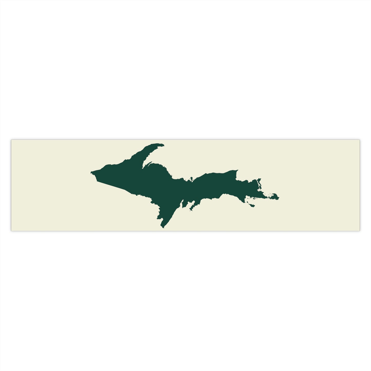 Michigan Upper Peninsula Bumper Sticker (w/ Green UP Outline) | Ivory Color Background