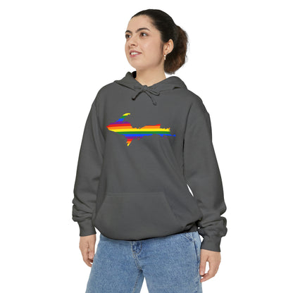 Michigan Upper Peninsula Hoodie (w/ UP Pride Flag Outline) | Unisex Garment-Dyed