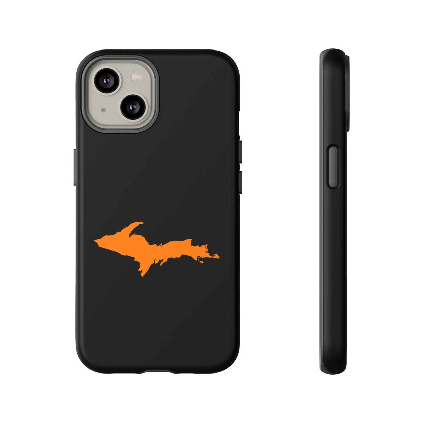 Michigan Upper Peninsula Tough Phone Case (Black w/ Orange UP Outline) | Apple iPhone