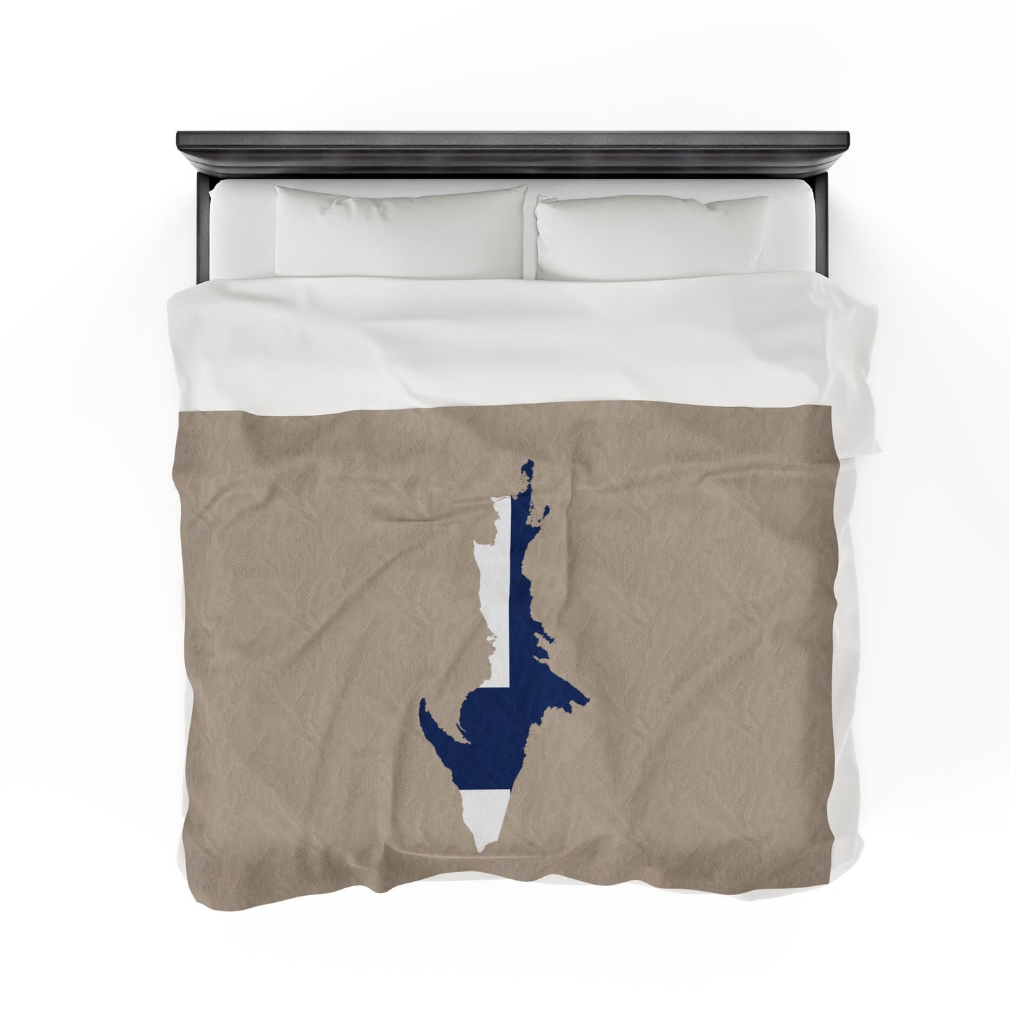 Michigan Upper Peninsula Plush Blanket (w/ UP Finland Flag Outline) | Dark Canvas Color