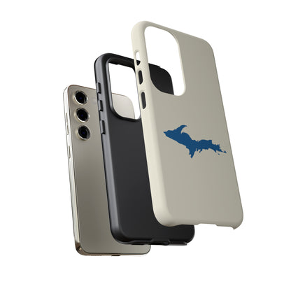 Michigan Upper Peninsula Tough Phone Case (Ivory Color w/ Azure UP Outline) | Samsung & Pixel Android