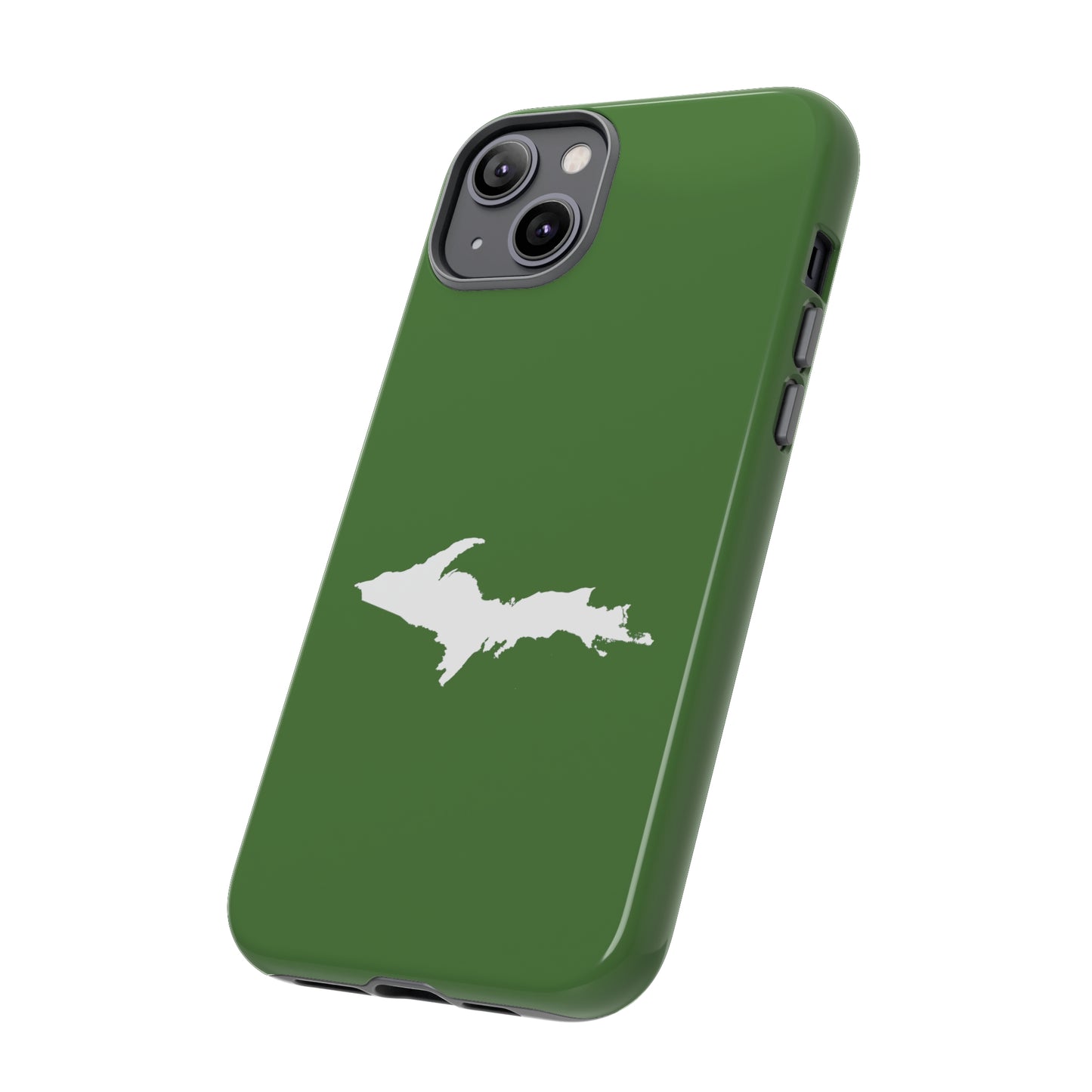 Michigan Upper Peninsula Tough Phone Case (Pine Green w/ UP Outline) | Apple iPhone