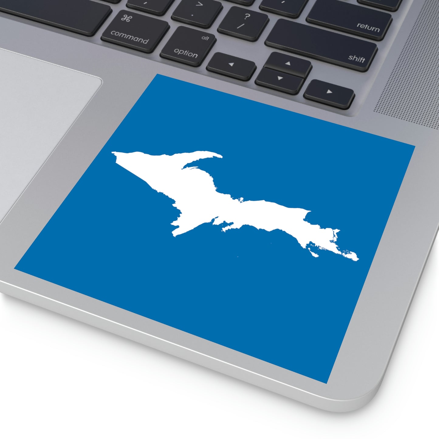 Michigan Upper Peninsula Square Sticker (Azure w/ UP Outline) | Indoor/Outdoor