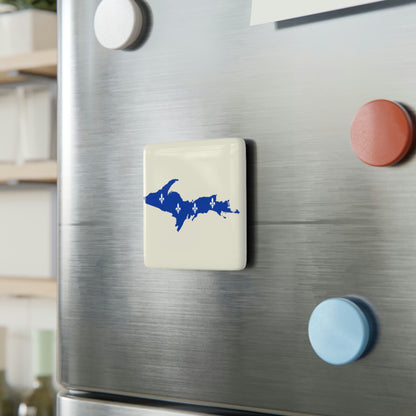 Michigan Upper Peninsula Porcelain Magnet (Ivory Color w/ UP Quebec Flag Outline)