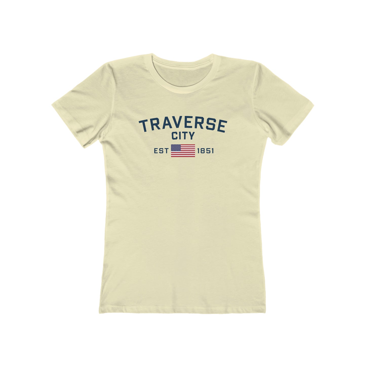 'Traverse City EST 1851' (w/USA Flag Outline) | Women's Boyfriend Cut