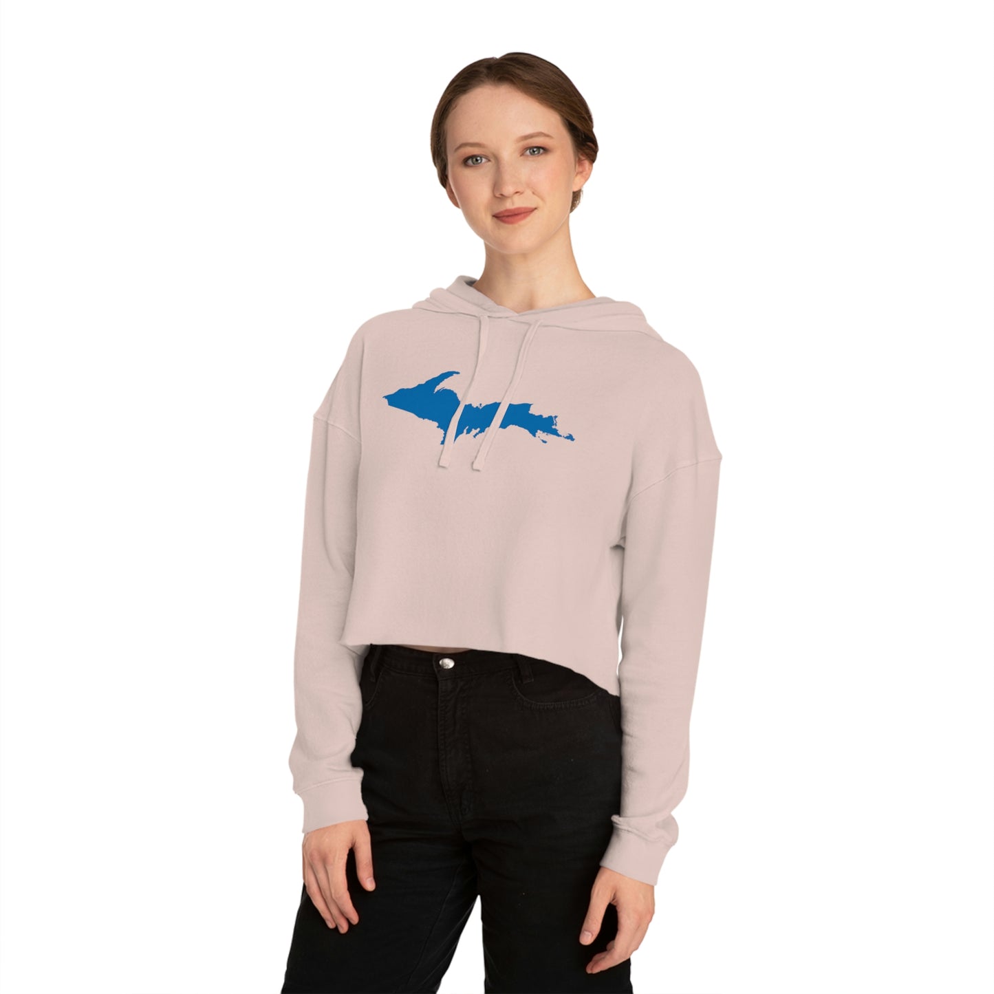 Michigan Upper Peninsula Hoodie (w/ Azure UP Outline) | Lightweight Cropped