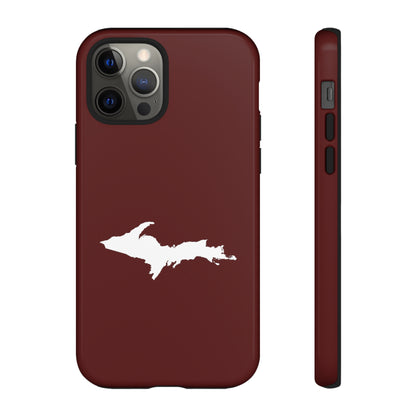 Michigan Upper Peninsula Tough Phone Case (Cherrywood Red w/ UP Outline) | Apple iPhone