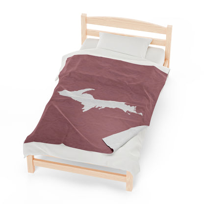 Michigan Upper Peninsula Plush Blanket (w/ UP Outline) | Cherry Blossom Pink