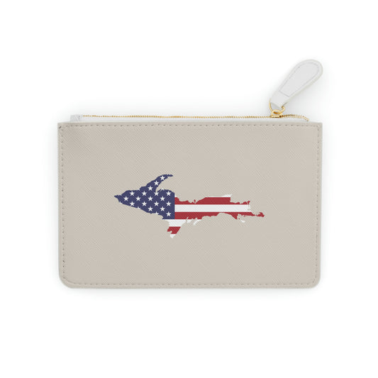 Michigan Upper Peninsula Mini Clutch Bag (Canvas Color w/ UP USA Flag Outline)