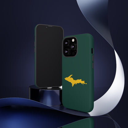 Michigan Upper Peninsula Tough Phone Case (Green w/ Gold UP Outline) | Apple iPhone