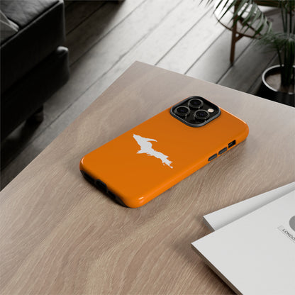 Michigan Upper Peninsula Tough Phone Case (Orange w/ UP Outline) | Apple iPhone