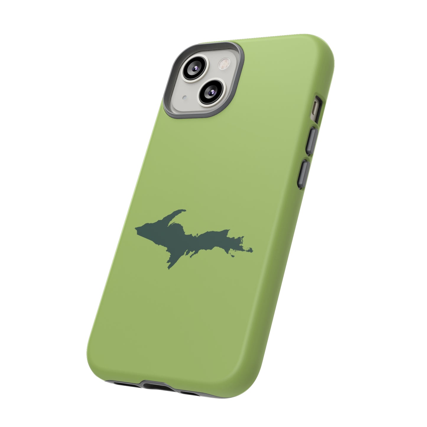 Michigan Upper Peninsula Tough Phone Case (Gooseberry Green w/ Green UP Outline) | Apple iPhone