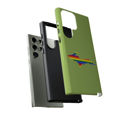 Michigan Upper Peninsula Tough Phone Case (Gooseberry Green w/ UP Pride Flag Outline) | Samsung & Pixel Android