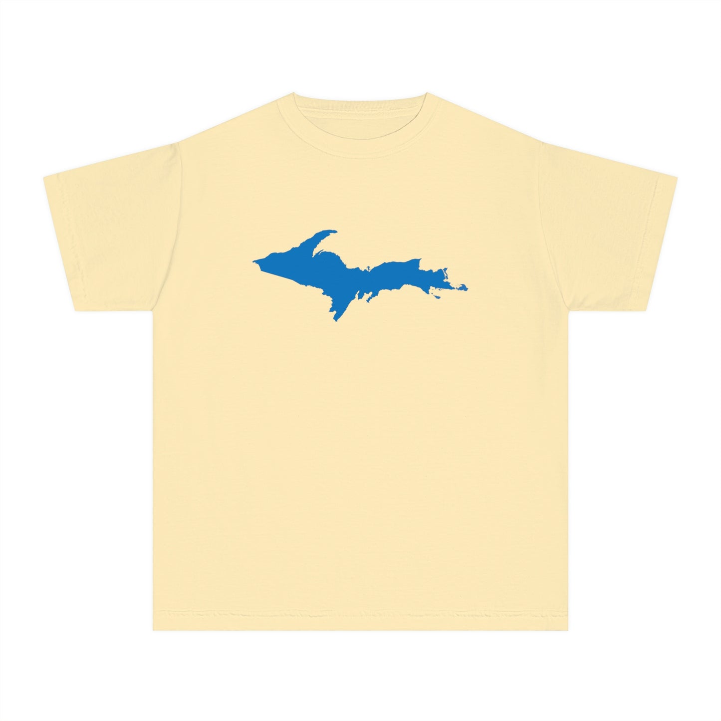 Michigan Upper Peninsula T-Shirt (w/ Azure UP Outline) | Youth Garment-Dyed