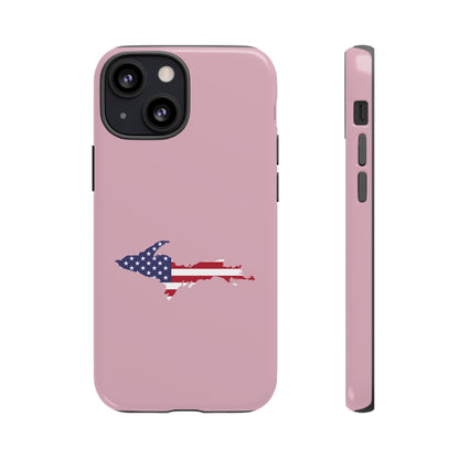 Michigan Upper Peninsula Tough Phone Case (Pink w/ UP USA Flag Outline) | Apple iPhone