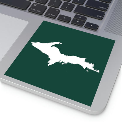 Michigan Upper Peninsula Square Sticker (Green w/ UP Outline) | Indoor/Outdoor