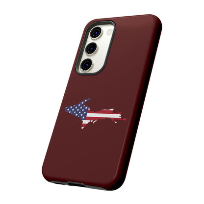 Michigan Upper Peninsula Tough Phone Case (Cherrywoold Color w/ UP USA Flag Outline) | Samsung & Pixel Android