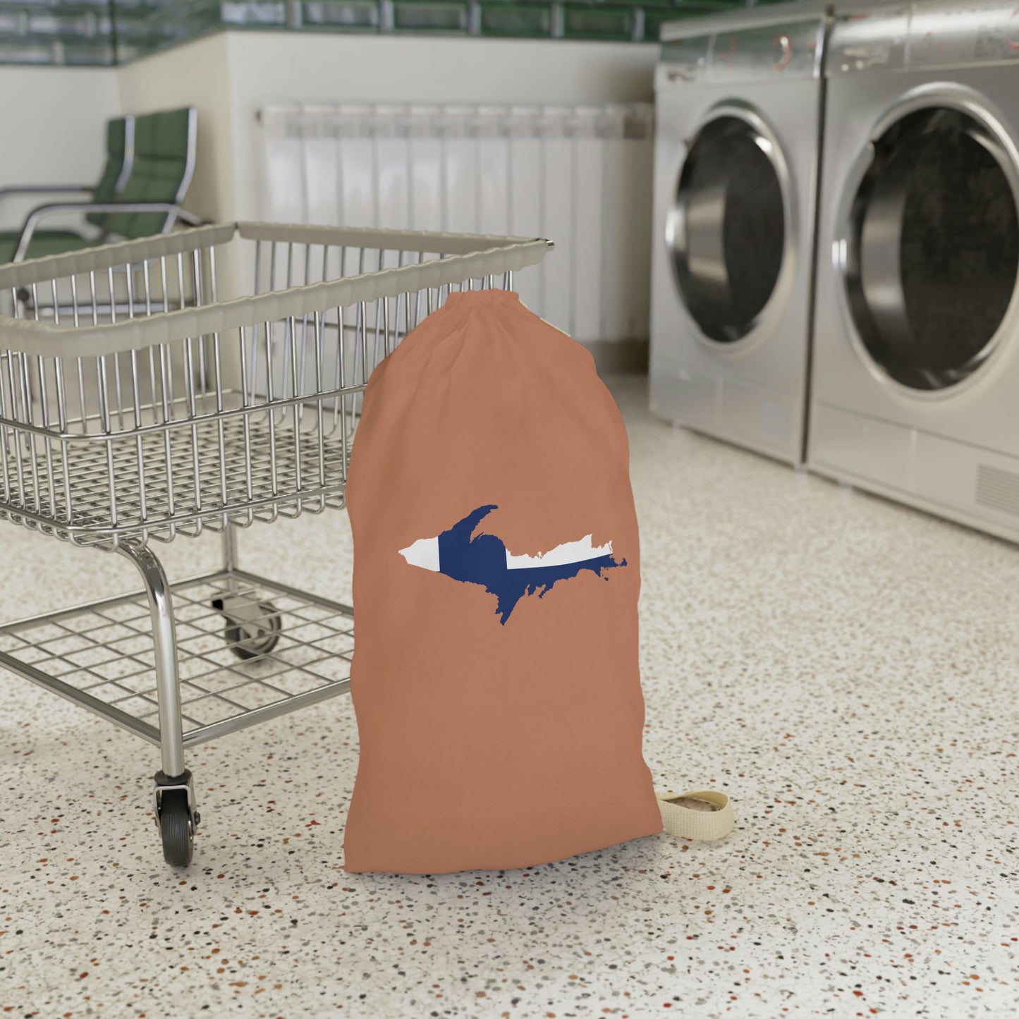 Michigan Upper Peninsula Laundry Bag (Copper Color w/ UP Finland Flag Outline)