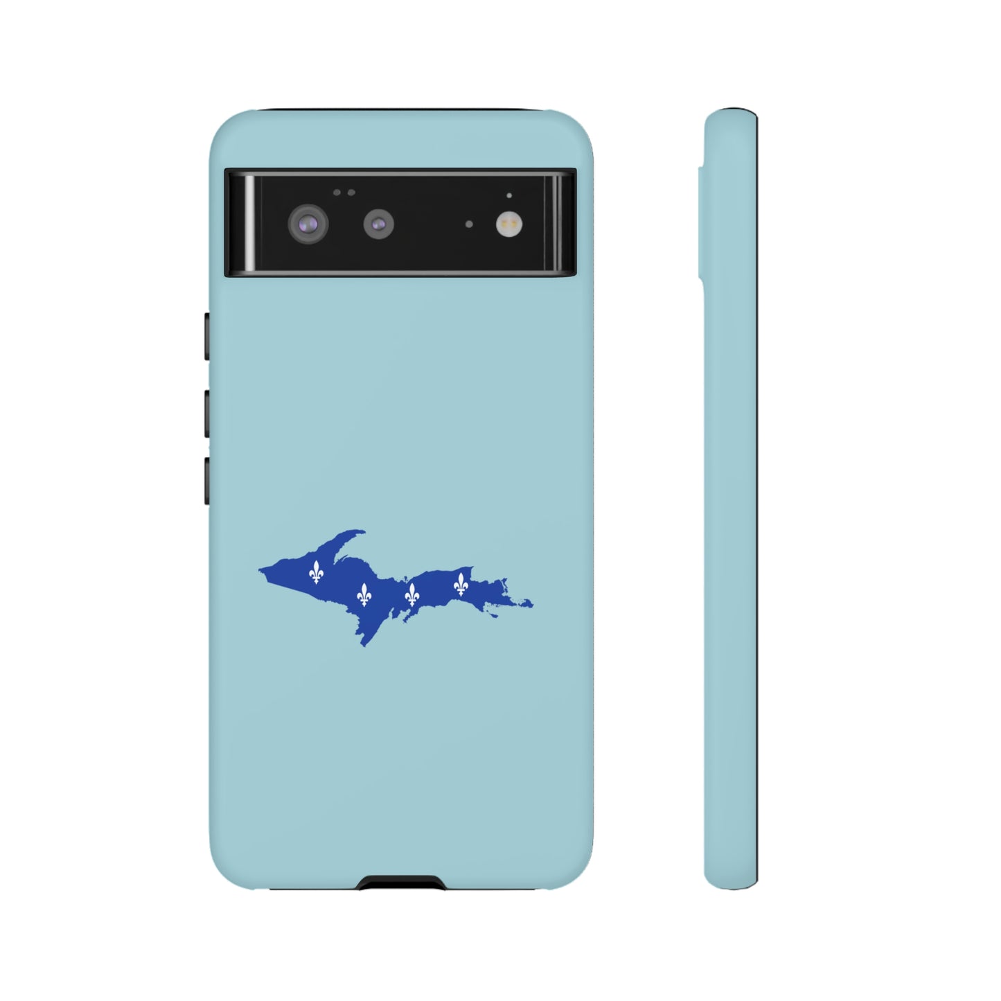 Michigan Upper Peninsula Tough Phone Case ('58 Caddie Blue w/ UP Quebec Flag Outline) | Samsung & Pixel Android