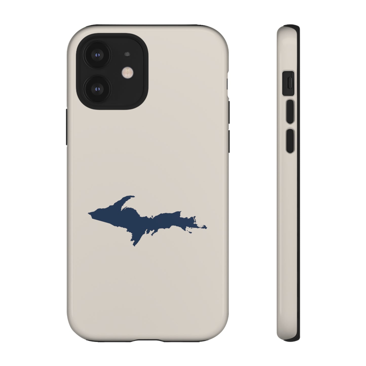 Michigan Upper Peninsula Tough Phone Case (Canvas Color w/ UP Outline) | Apple iPhone