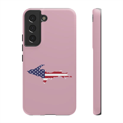 Michigan Upper Peninsula Tough Phone Case (Pink w/ UP USA Flag Outline) | Samsung & Pixel Android