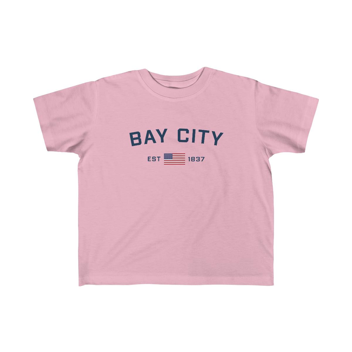 'Bay City EST 1837 ' T-Shirt  (w/USA Flag Font) | Toddler Short Sleeve - Circumspice Michigan