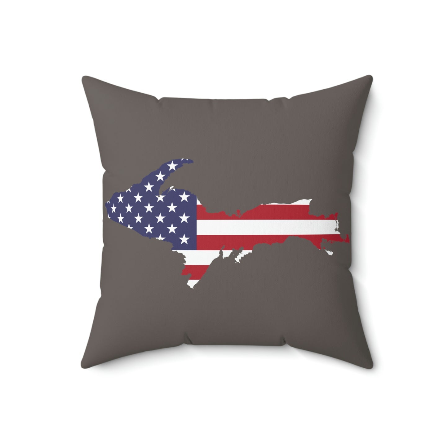 Michigan Upper Peninsula Accent Pillow (w/ UP USA Flag Outline) | Warren Tank Grey