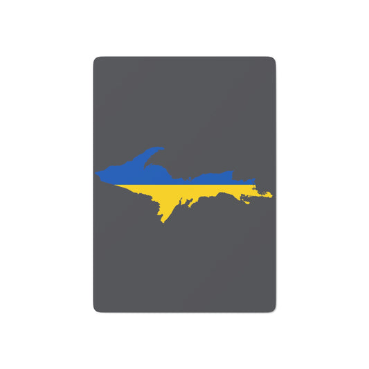 Michigan Upper Peninsula Poker Cards (Iron Ore Grey w/ UP Ukraine Flag Outline)