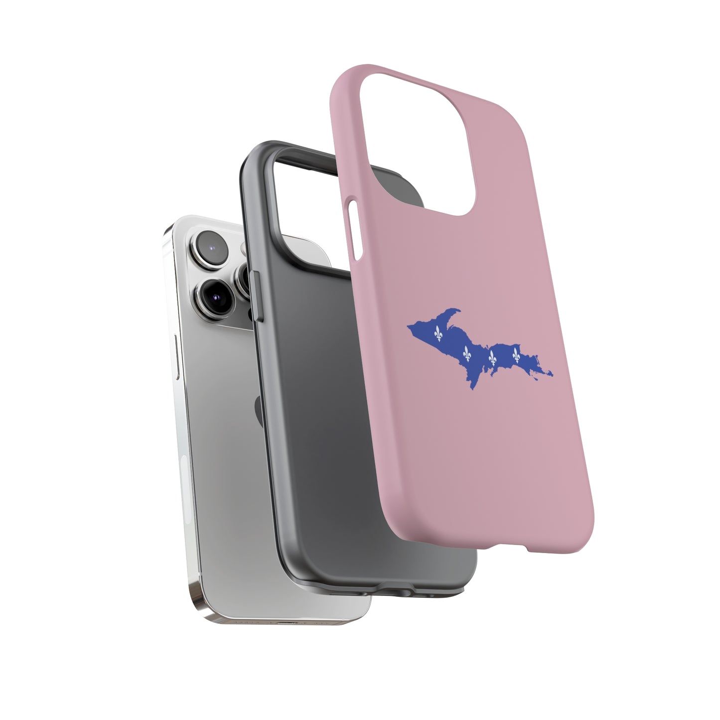 Michigan Upper Peninsula Tough Phone Case (Pink w/ UP Quebec Flag Outline) | Apple iPhone