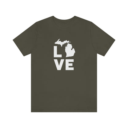 Michigan 'Love' T-Shirt (Geometric Sans Font) | Unisex Standard Fit