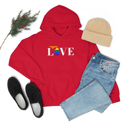 Michigan 'Love' Hoodie (w/LGBTQ Pride Colors) | Unisex Standard