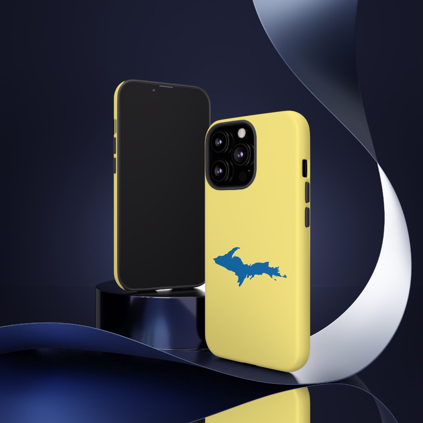 Michigan Upper Peninsula Tough Phone Case (Yellow Cherry w/ Azure UP Outline) | Apple iPhone