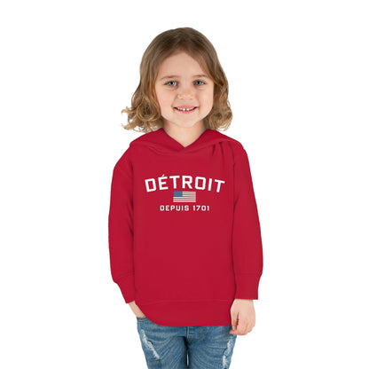 'Détroit Depuis 1701' Hoodie (w/USA Flag Outline) | Unisex Toddler