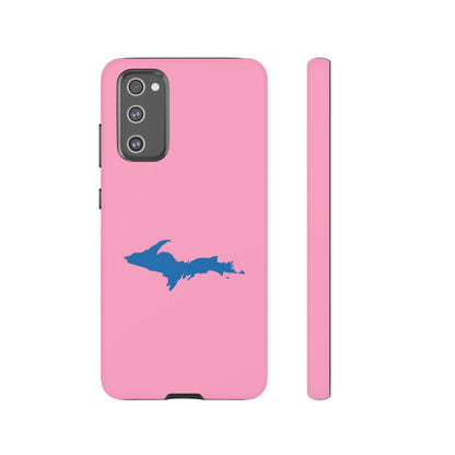 Michigan Upper Peninsula Tough Phone Case ('67 Caddie Pink w/ Azure UP Outline) | Samsung & Pixel Android