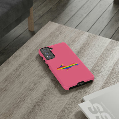 Michigan Upper Peninsula Tough Phone Case (Rhodochrosite Pink w/ UP Pride Flag Outline) | Samsung & Pixel Android